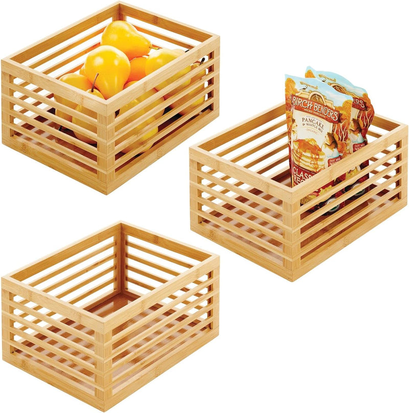 mDesign Küchen Organizer aus Bambus – umweltfreundliche Aufbewahrungsbox für den Küchenschrank, das