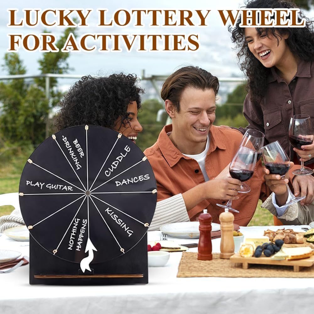Glücksrad zum Drehen, 29cm Hölzernes Glücksrad, Gluecksrad Gluecksrad,12 Slots Roulette Spinner des