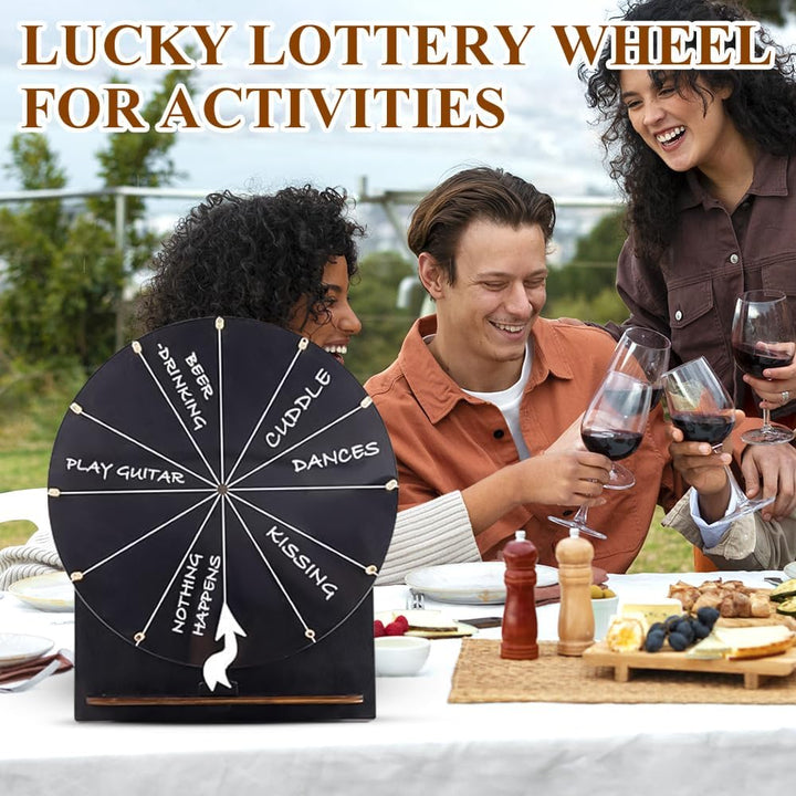 Glücksrad zum Drehen, 29cm Hölzernes Glücksrad, Gluecksrad Gluecksrad,12 Slots Roulette Spinner des