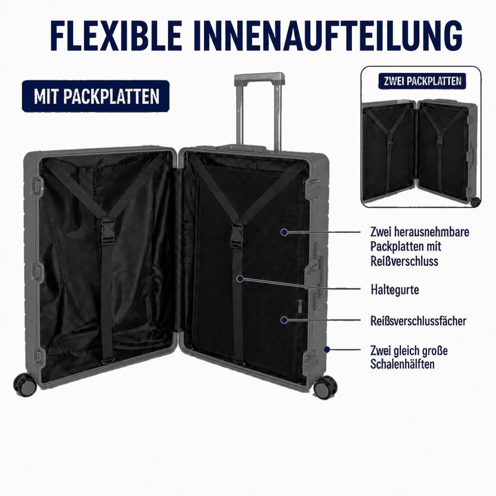 Travelhouse® Oslo M Koffer Trolleys ohne Reissverschluss Schwarz 70L Schwarz M, Schwarz M