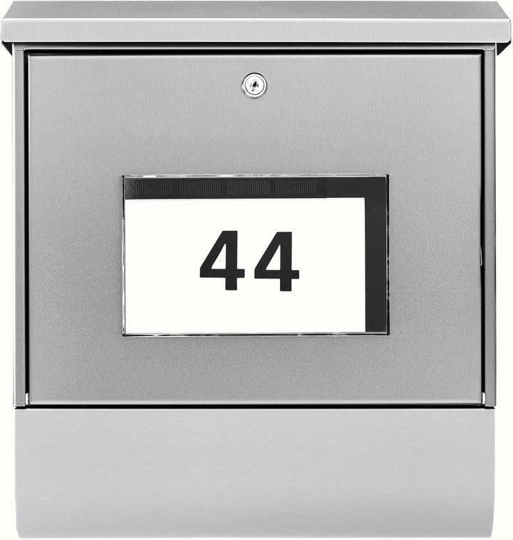 Burg Wächter Briefkasten mit Zeitungsfach und beleuchteter Hausnummer, Rostfreier Edelstahl, Einwurf