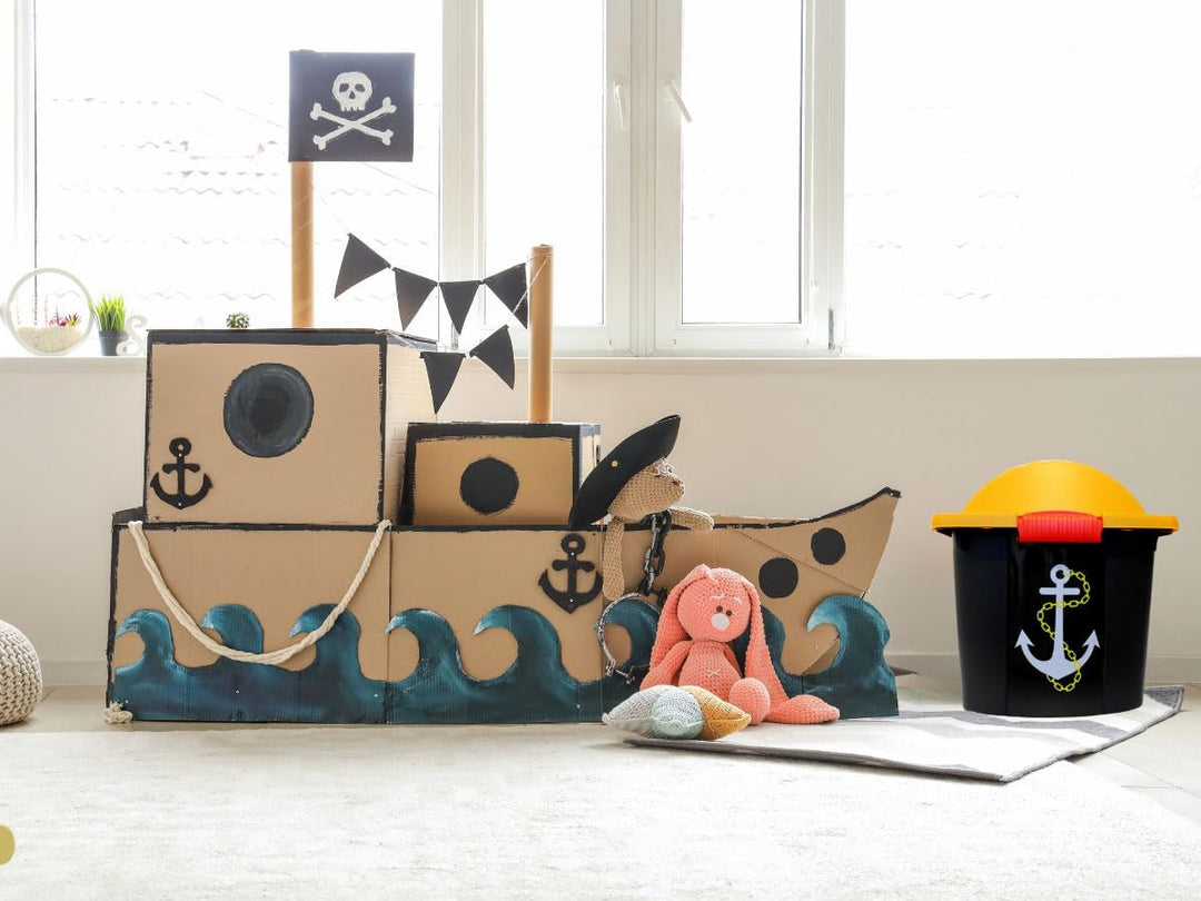 LS-LebenStil XL Kinder Piratenkiste 61x40cm Schatztruhe Spielkiste Pirat Rollbox
