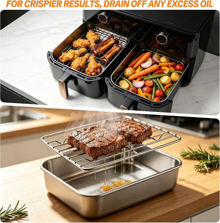 Airfryer Auflaufform Edelstahl 304, 15Pcs Ninja Heissluftfritteuse Zubehör