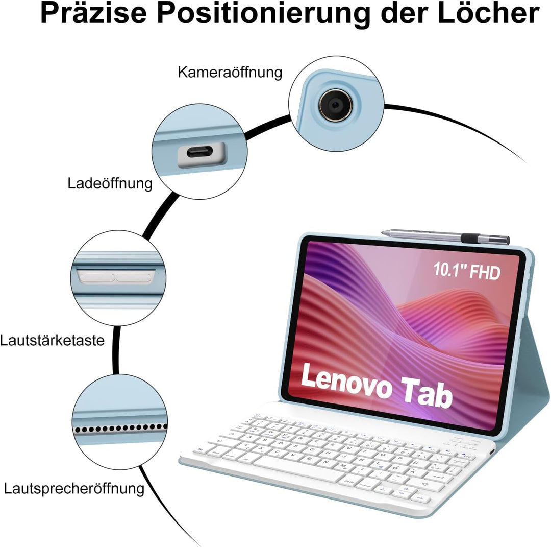 IVEOPPE Tastatur für Lenovo Tab 10.1 Zoll 2025, Ultradünn Flip Entfernbar Drahtloser, Bluetooth Magn