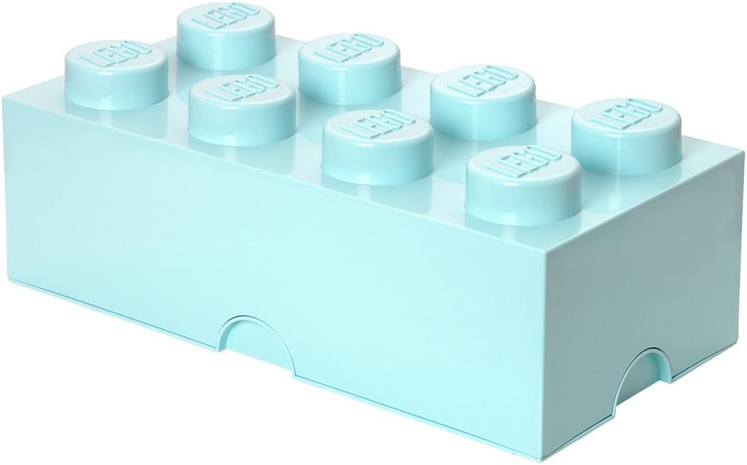 LEGO Aufbewahrungsstein, 8 Noppen, Stapelbare Aufbewahrungsbox, 12 l, mintgrün Aqua Blau, Aqua Blau