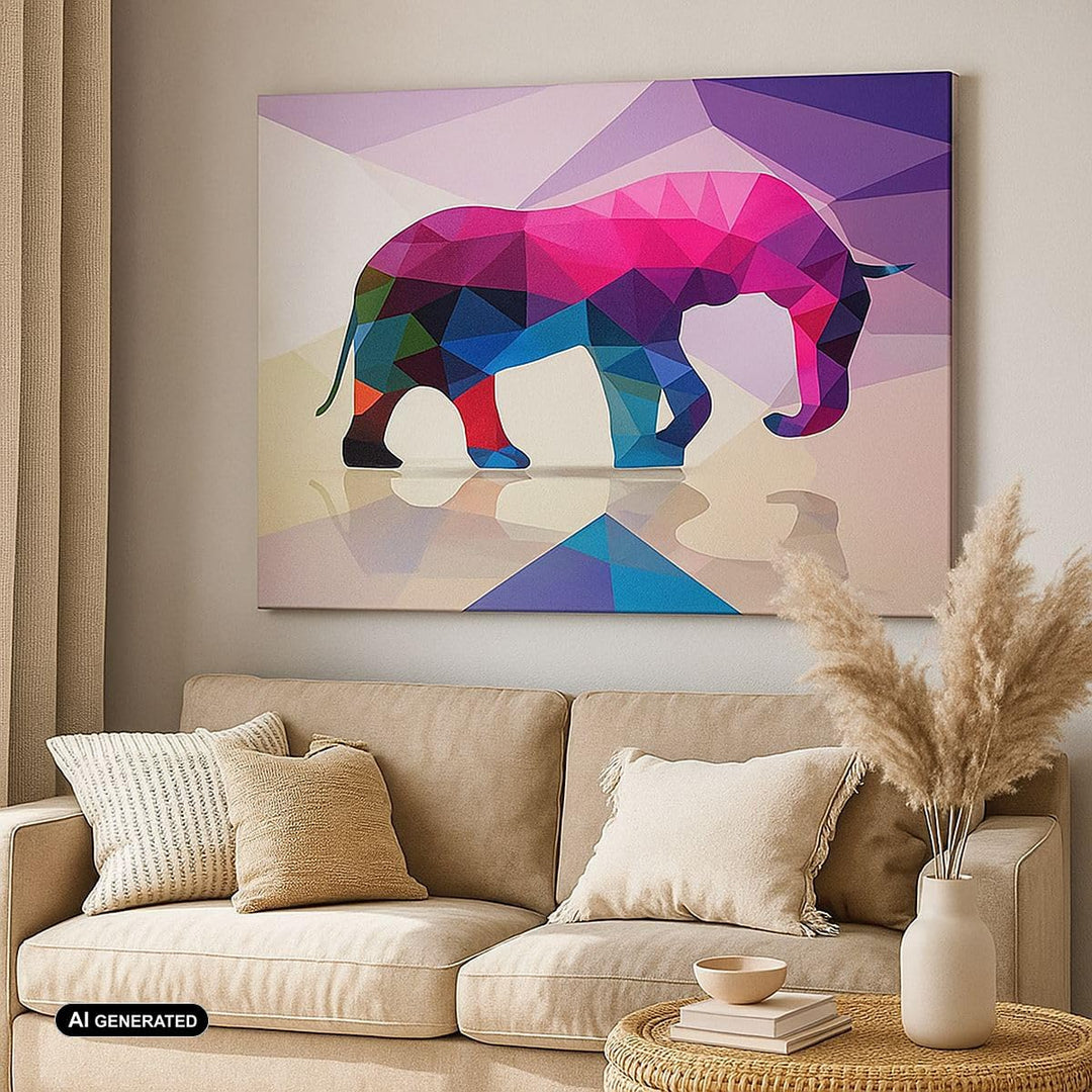 Bilder auf Leinwand 100x70cm Leinwandbild Elefanten Illustration Bunt Gross Wanddeko Bild Schlafzimm