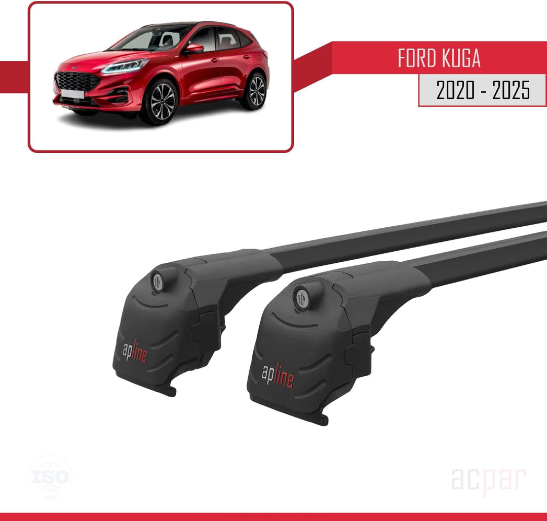 acpar Kompatibel mit Ford KUGA (CX482) 2020-2023 Relingträger ACE-2 Dachträger Gepackträger SCHWARZ