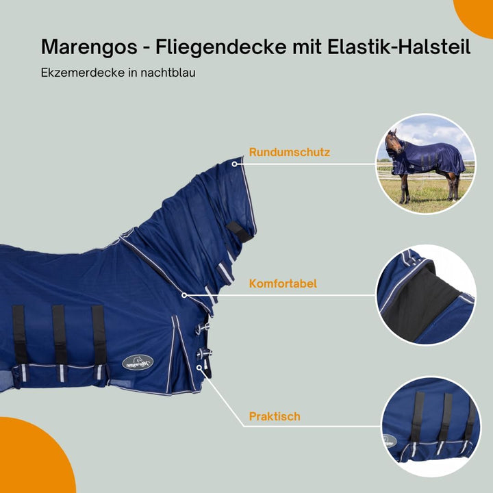 Marengos Fliegendecke mit Elastik-Halsteil Nachtblau 155cm, Nachtblau 155cm