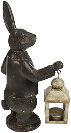 Meander - 37T656 - Kerzenhalter, Hase mit Laterne, für Teelicht, 14,5x15x33cm, Hase: Polyresin, Lamp