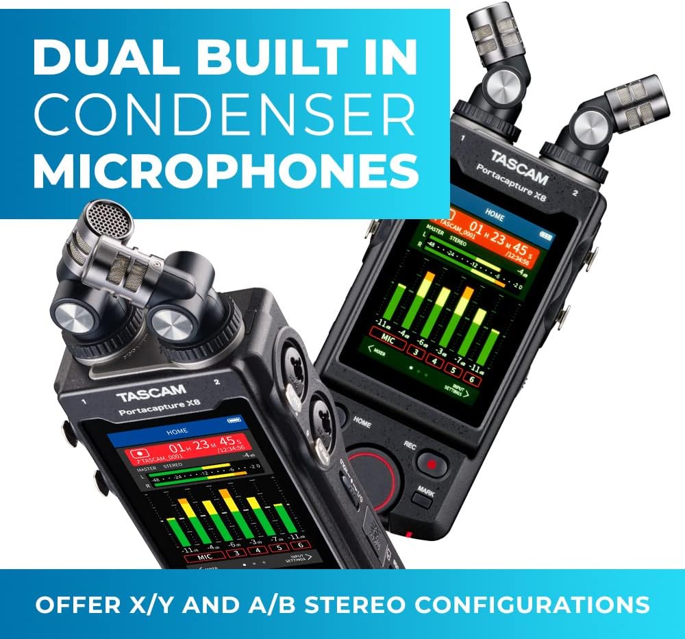 Tascam Portacapture X8 - Portabler 6+2-Spur High-Resolution 32-bit/192-kHz Rekorder &amp; SanDisk Extrem