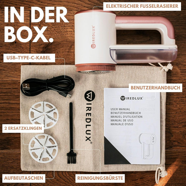 Fusselrasierer Elektrisch WiredLux - Wiederaufladbarer Fusselentferner für Kleidung & Möbel - Einste