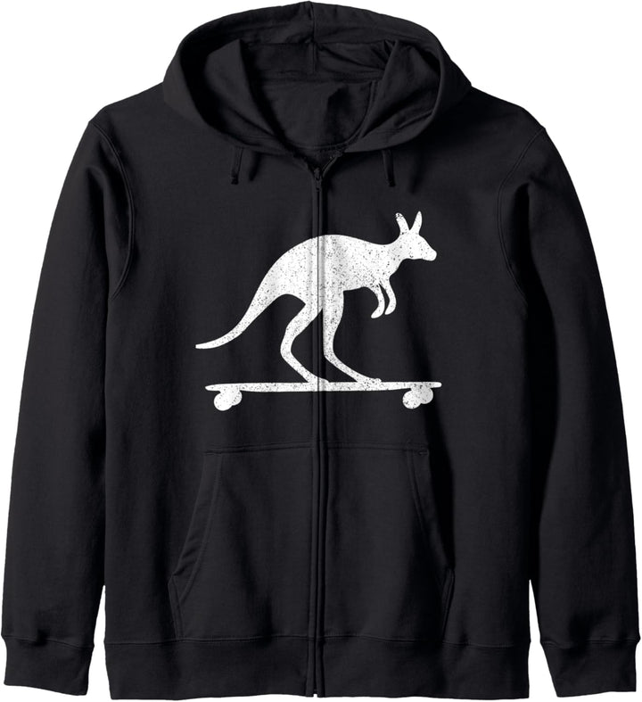 Känguru fährt Longboard Cool Skateboard Australien Geschenk Kapuzenjacke