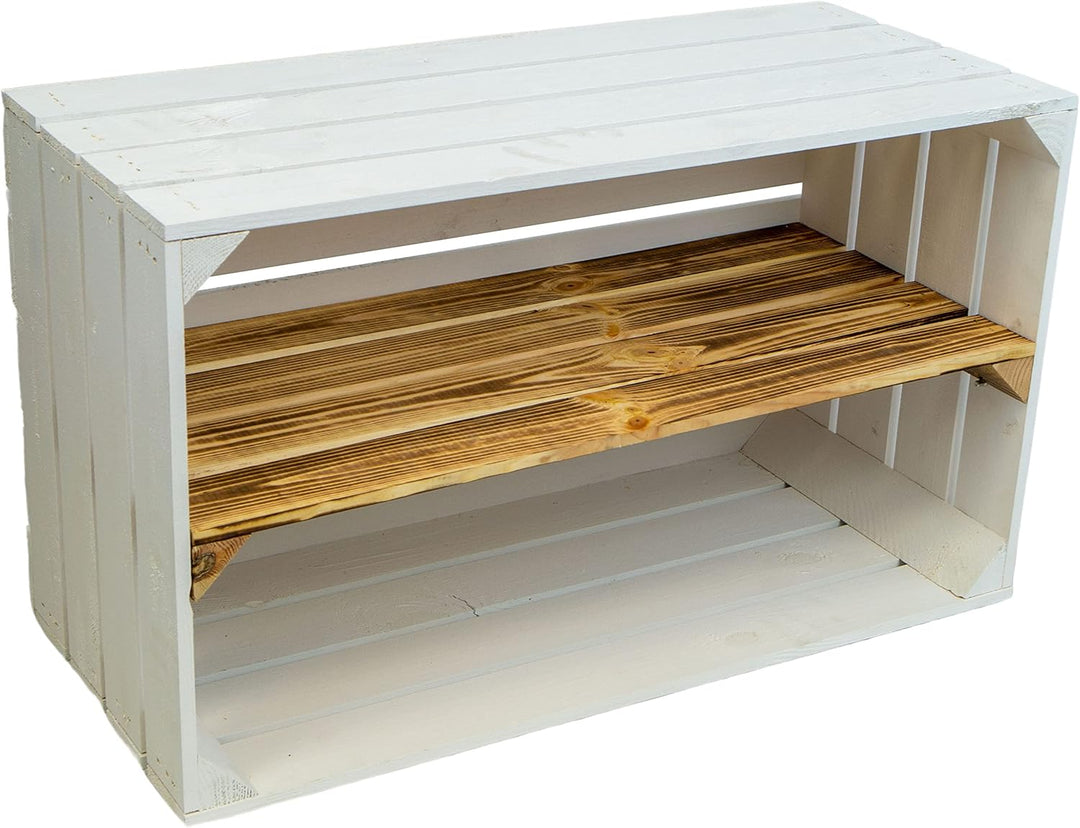 Kistenkolli Altes Land 2er set grosse Obstkiste TOSCA geflammt mit langem Zwischenbrett ca 68x40x30c
