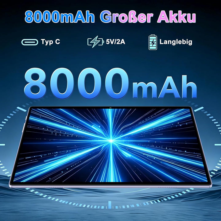 ZIOVO Android 15 Tablet 10 Zoll Gemini AI, 30GB RAM+128GB ROM(TF 1TB), 5G WLAN, Octa-Core 2.0GHz, Wi