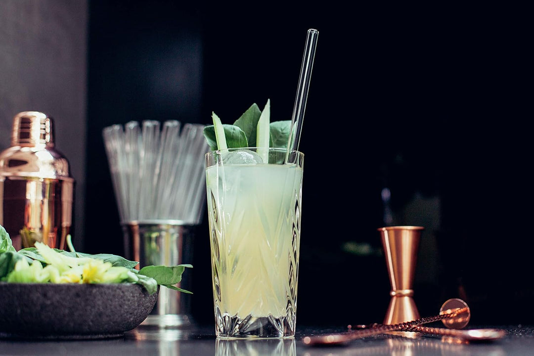 Halm Glas Strohhalme Wiederverwendbar Trinkhalm - 50 Stück gerade 23 cm - für Gastronomie, Restauran