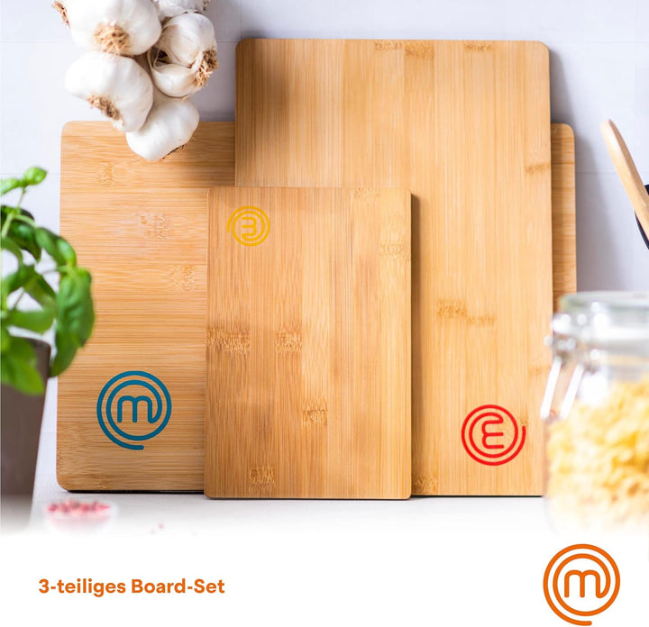 MasterChef Schneidebretter Holz, Schneidebretter Bambus, 38cm x 27,5cm 34cm x 23,5cm 23cm x 15cm, Sp