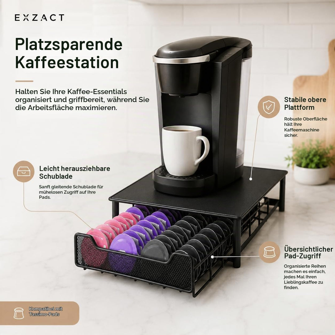 EXZACT Kaffeekapselschublade, kompatibel mit Tassimo-Pads, die Schublade wird nicht von Tassimo verk