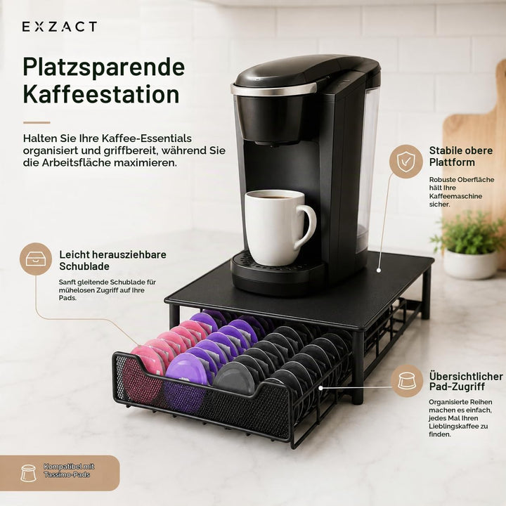EXZACT Kaffeekapselschublade, kompatibel mit Tassimo-Pads, die Schublade wird nicht von Tassimo verk