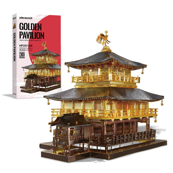 Piececool 3D Puzzle Metall, Kinkakuji Gebäudemodell für Erwachsene, 3D-Puzzles zu Bauen, BAU, Bastel