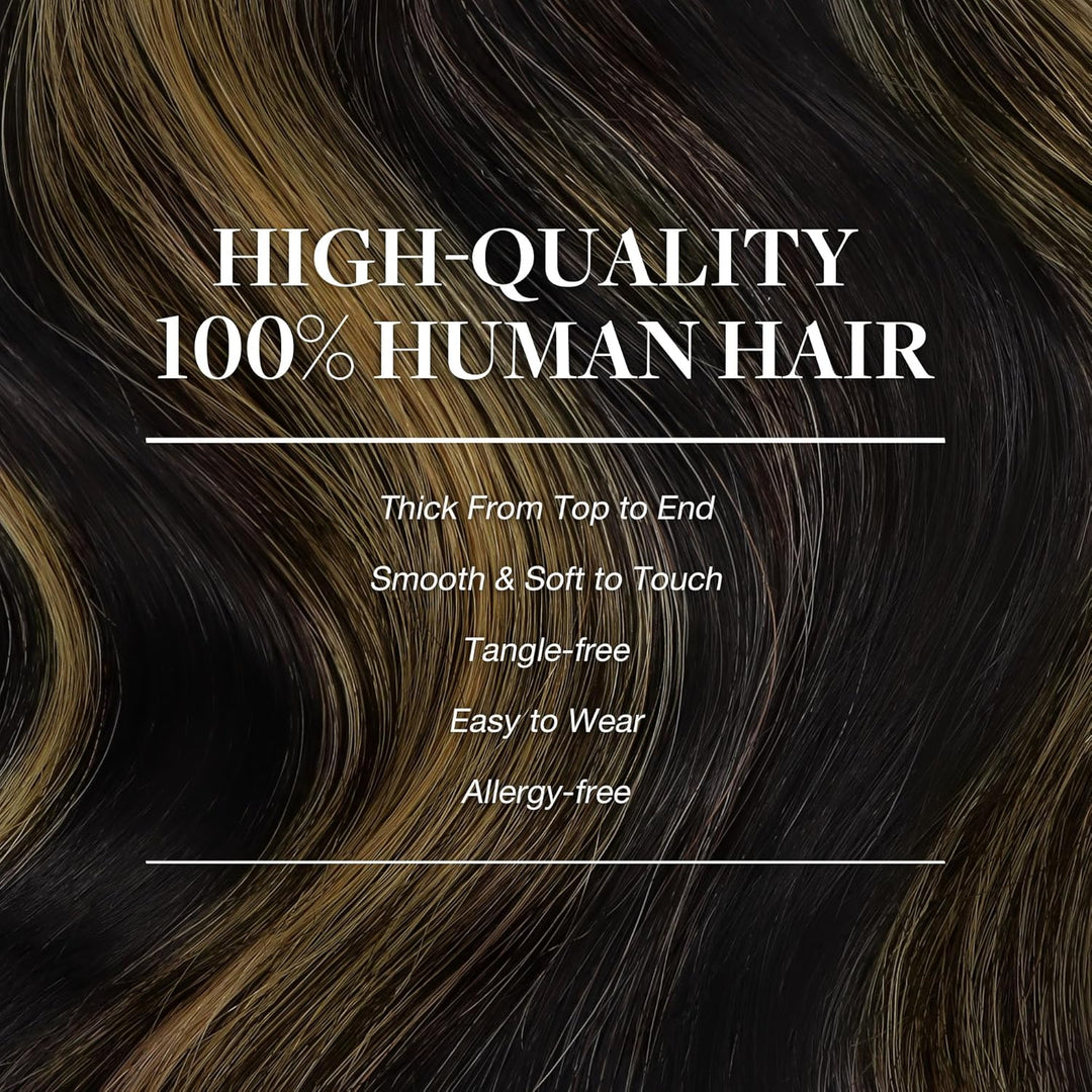 GOO GOO Clip in Extensions Echthaar, Echthaar Extensions Clip, 35cm 150g 9pcs, Extensions Echthaar,