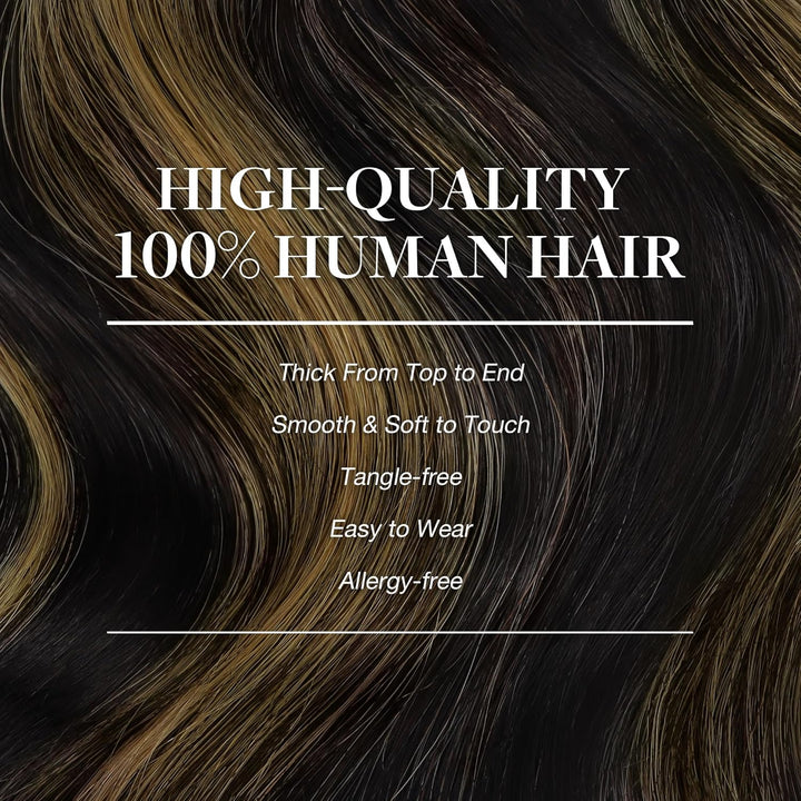 GOO GOO Clip in Extensions Echthaar, Echthaar Extensions Clip, 35cm 150g 9pcs, Extensions Echthaar,