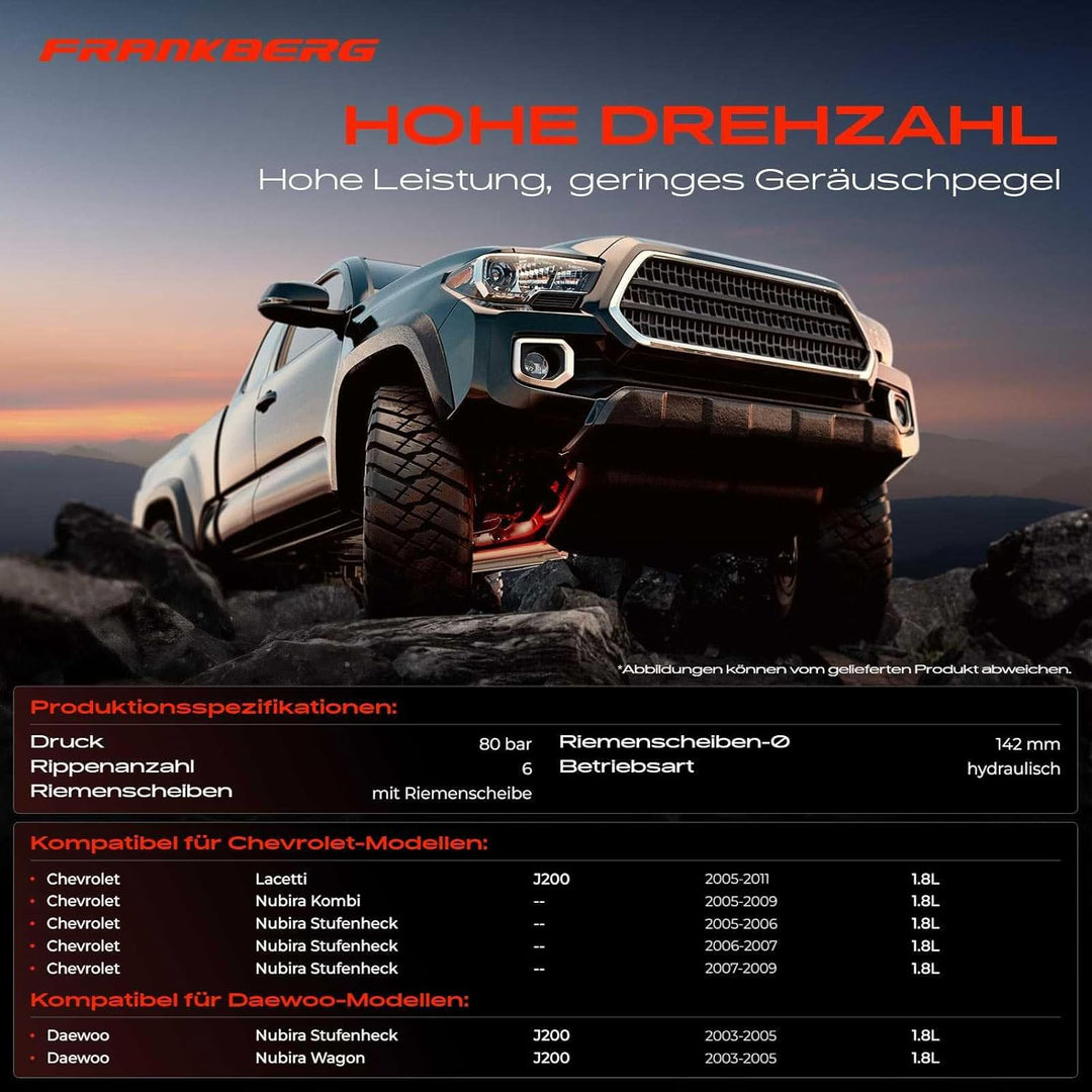 Frankberg Servopumpe Hydraulikpumpe Lenkung mit Rillenriemenscheibe Kompatibel mit Lacetti J200 1.8L