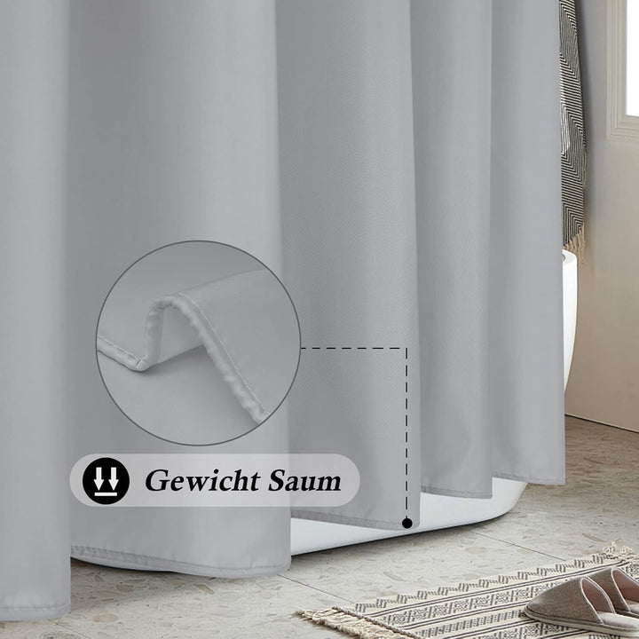 EurCross Extra Breite Duschvorhang 300x200cm für das Badezimmer, Grau Textile Wasserdicht Dusch Vorh