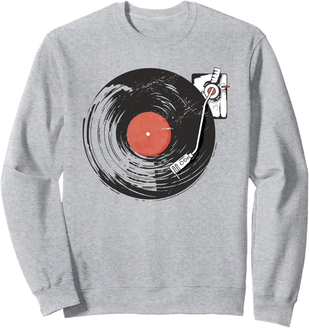 Vinyl-Schallplatte spielt Musik Vintage Sweatshirt