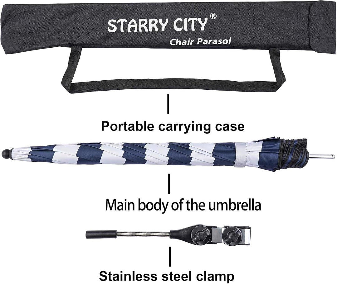 STARRY CITY Sonnenschirm für Stuhl mit Verstellbarer Klemme,Oberfläche115cm,mit Regenschirm Clip Bef