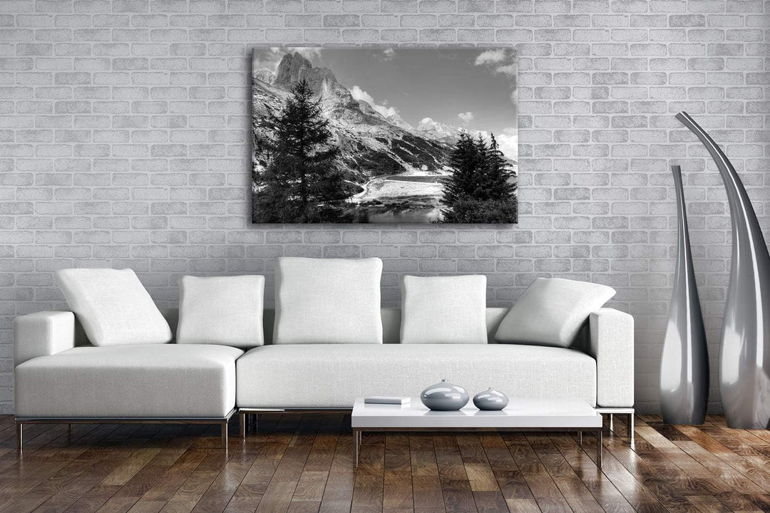 deyoli Berge in Südtirol Format: 100x70 Effekt: Schwarz&amp;Weiss als Leinwandbild, Motiv fertig gerahmt