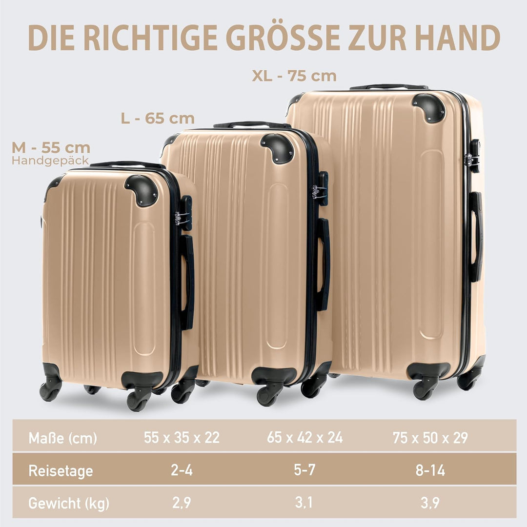 FERGÉ Premium Kofferset 3-teilig: 28", 24" & Handgepäck Koffer in einem Set, sehr robuste Reisekoffe