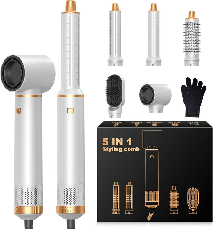 OKWRAP Haarstyler Hair Styler Set Hairstyler 5 in 1, Multistyler Haare mit FöhnRundbürste Warmluftbü
