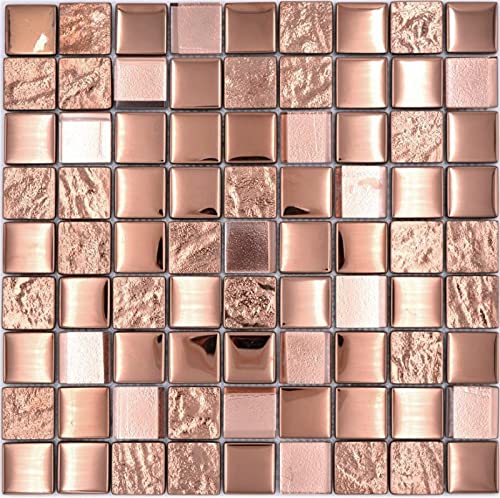 Mosaikfliese Glasmosaik Kombi EP bronze Küche Wand Bad MOS88-XCBR1_f