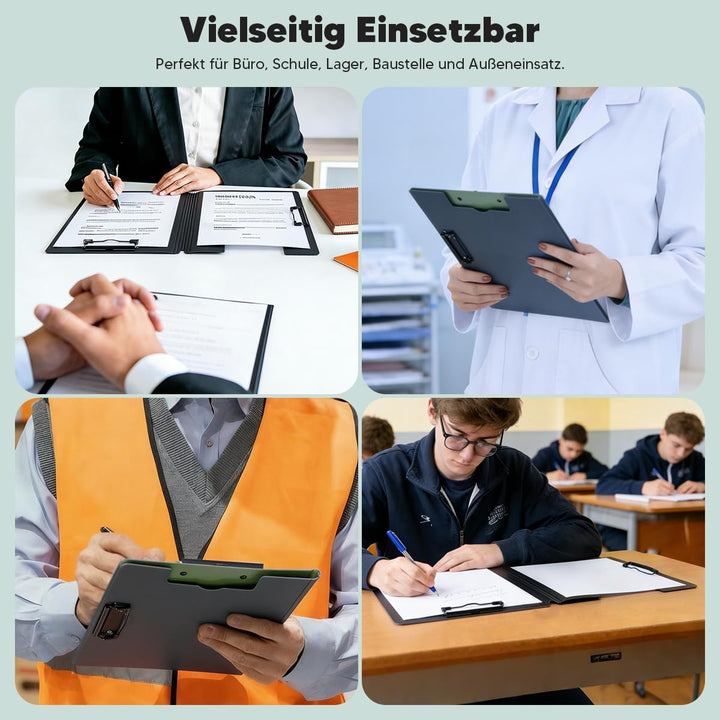 Klemmbrett A4, 6er Klemmbrettmappe mit Deckel, Doppelclip Schreibbrett Leichtes Schreibmappe A4 für