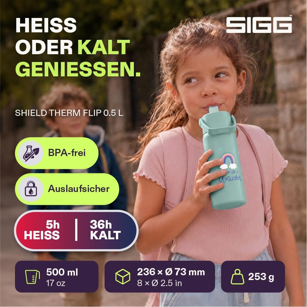 Sigg - Isolierte Trinkflasche Kinder - Shield Therm FLIP Alpa - Auslaufsicher - Spülmaschinenfest -