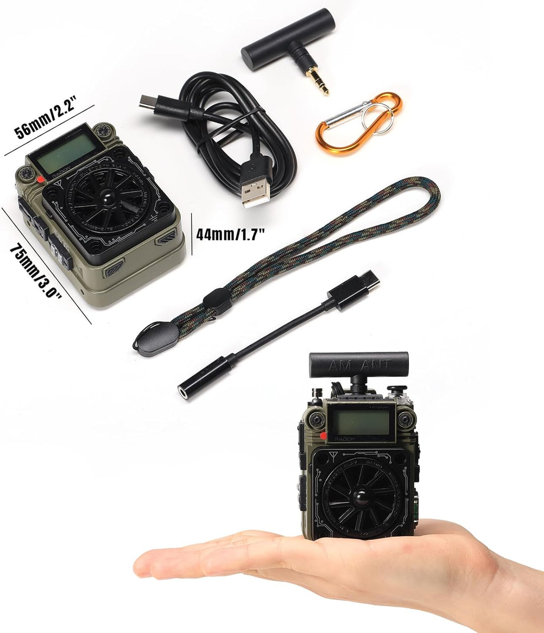 Raddy RF750 Plus AM FM SW Kurzwellenradio, tragbares Miniradio mit APP-Steuerung, 297 voreingestellt