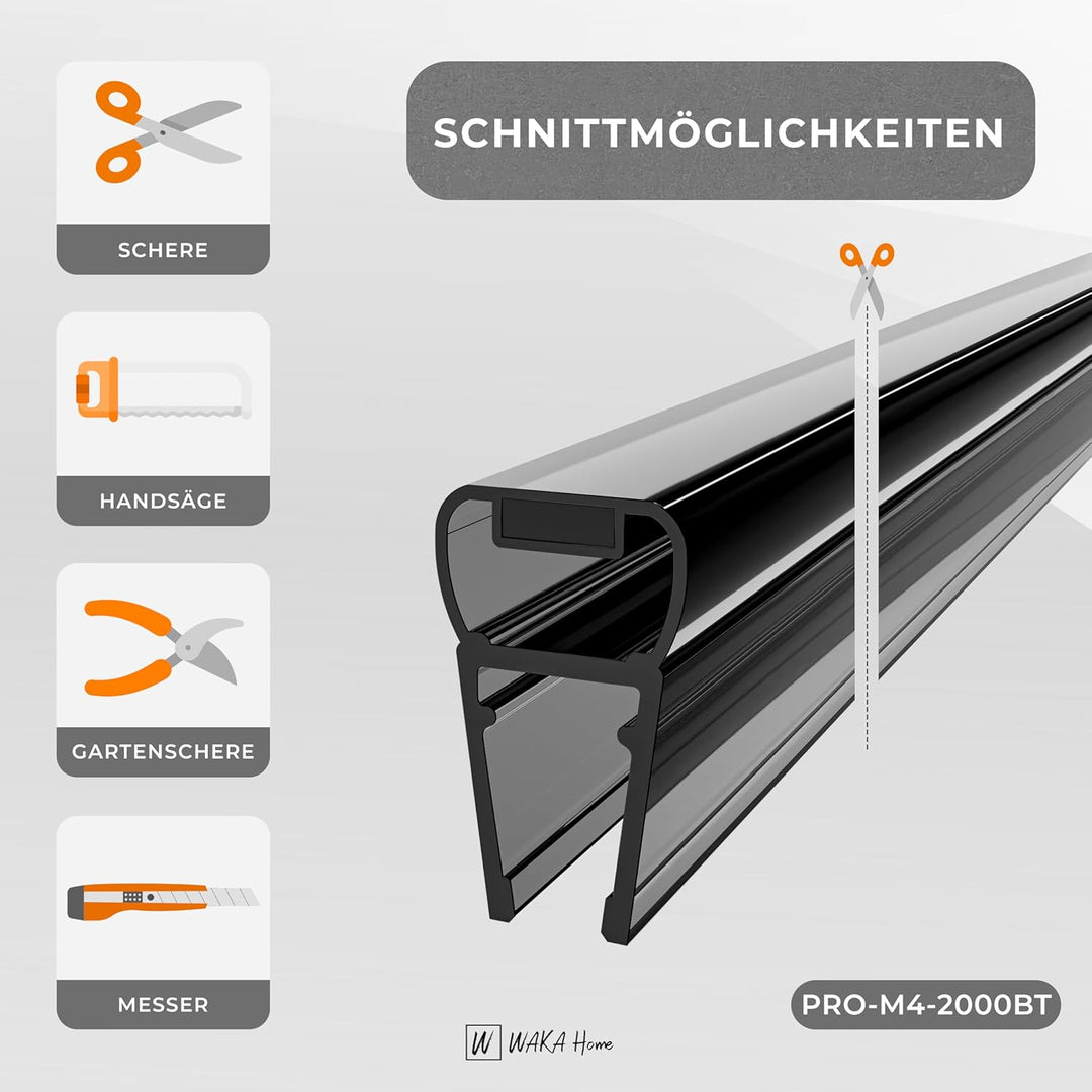 WAKA Premium SET Magnet - Duschdichtung & Duschtür PRO-M4 Duschdichtungen für Duschtüren Optisch Sch