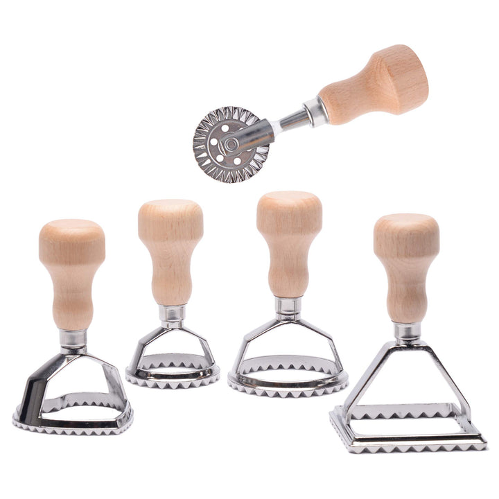 MASTER FENG Ravioli Former Ausstecher Cutter mit Teigtaschenrad Set, Pasta Maker Runde Mould mit Hol