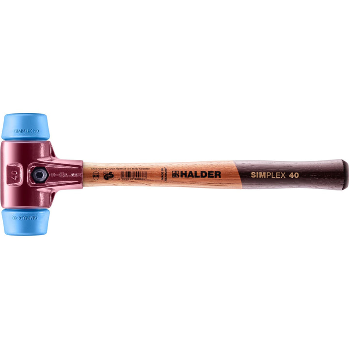 SIMPLEX-Schonhammer, TPE-soft; mit Tempergussgehäuse und hochwertigem Holzstiel | D=40 mm | 3001.040