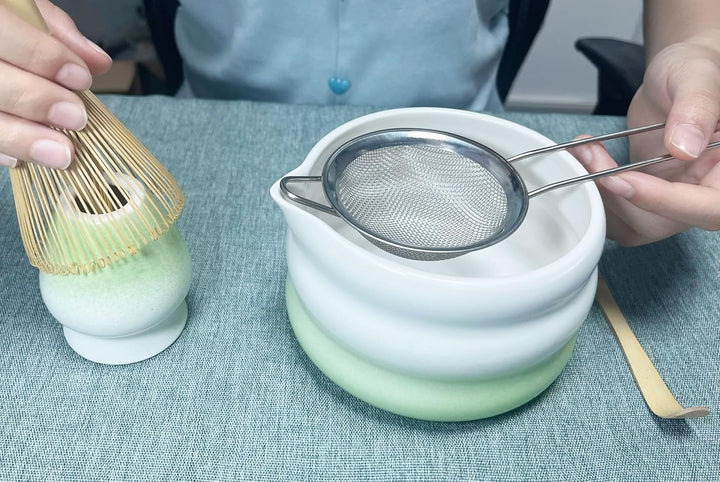 Zixrmor Premium Matcha Set – Matcha Schale, Bambusbesen und Matcha-Löffel Filterlöffel Matcha Set– V