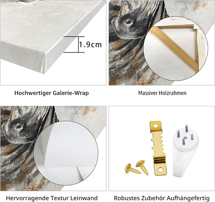 FajerminArt Grosses Leinwandbilder Bilder Mit Rahmen Abstrakt Beige Gelb Bäume bild auf leinwand Wan