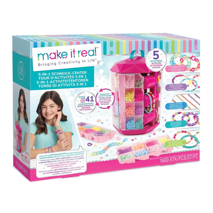 Make It Real 2901754 5-in-1 Schmuck-Center, DIY Schmuckset mit drehbarer Aufbewahrungsbox und umfang