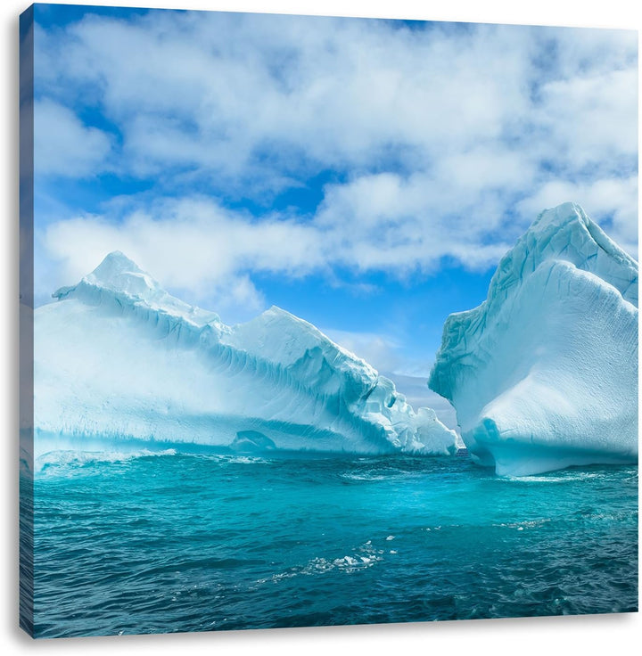 Pixxprint Schnee und EIS der Antarktis Inseln, Format: 70x70 auf Leinwand, 70x70