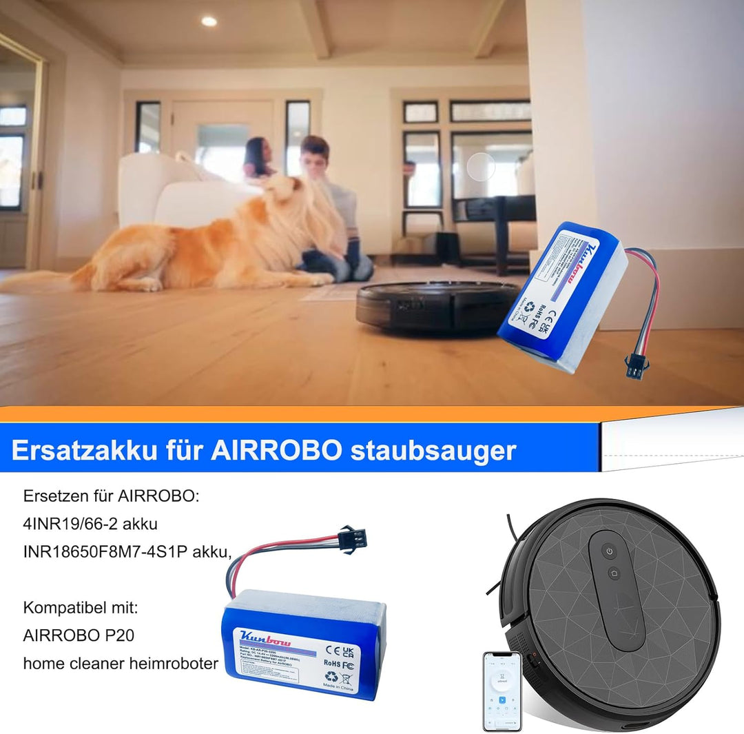 3200mAh Li-ion akku, Ersatzakku für AIRROBO P20 Saugroboter.(14.4V / 46.08Wh)