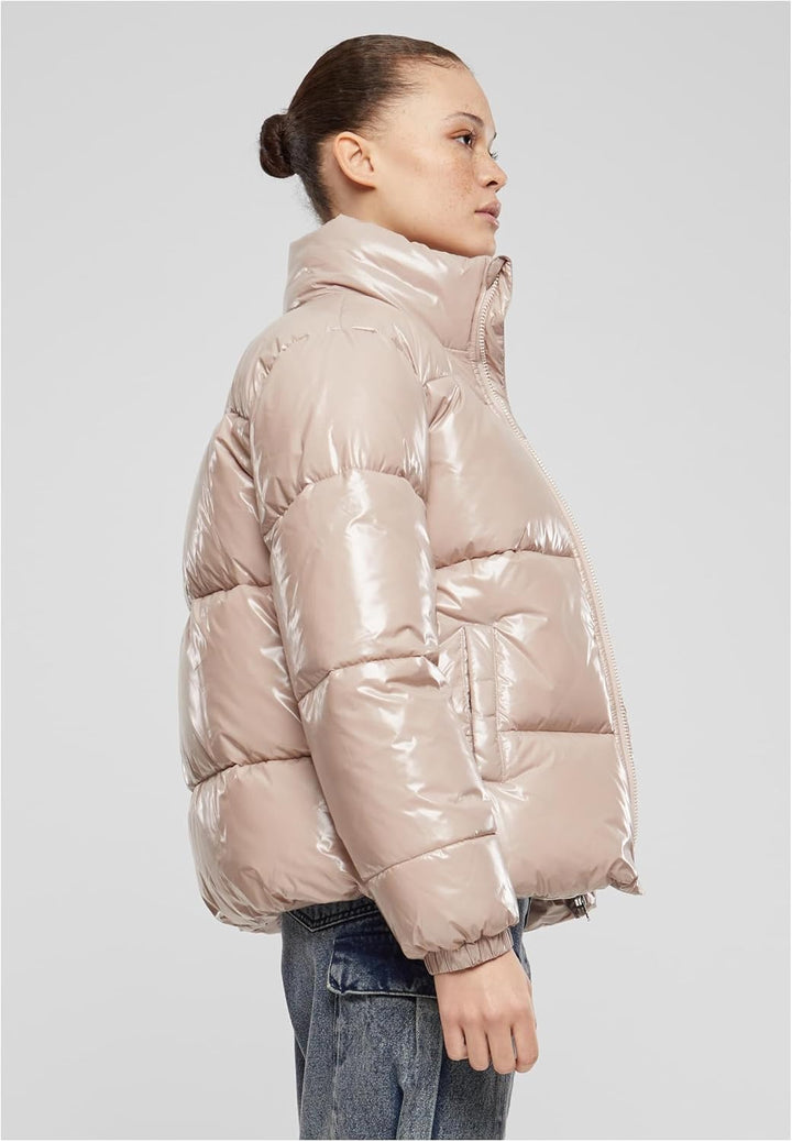 Urban Classics Ladies Recycled Short Shiny Puffer Jacket XS Duskrose, XS Duskrose
