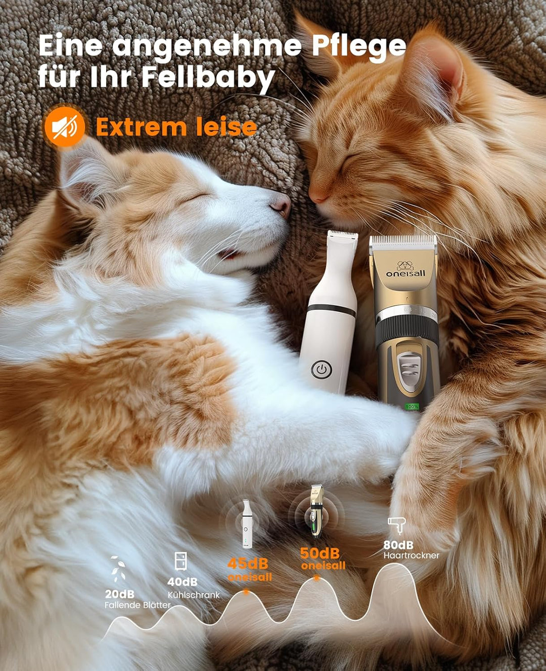 oneisall Hundeschermaschine und Hundepfoten Trimmer Set Leise 2-in-1 Katze Tierhaarschneidemaschine