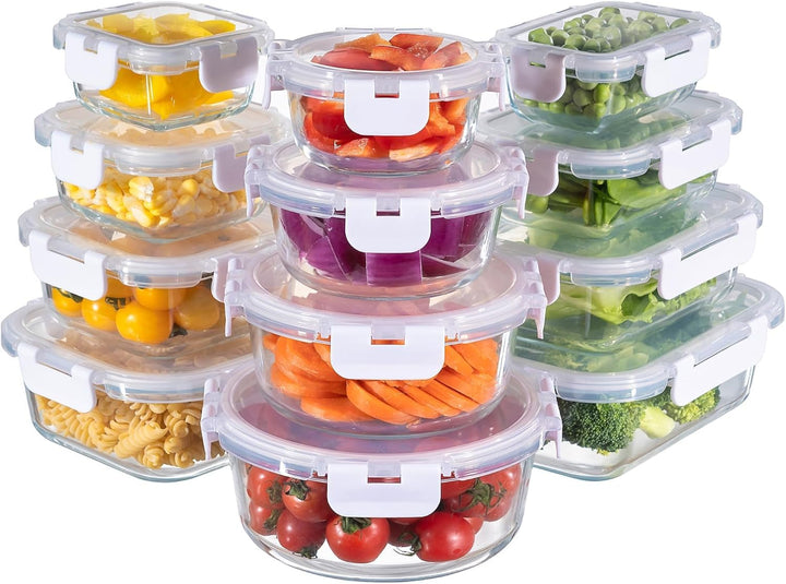 MFY 12 Stück Glasbehälter mit Deckel, Frischhaltedosen mit Deckel, Meal Prep Boxen Glas mit 12 Behäl