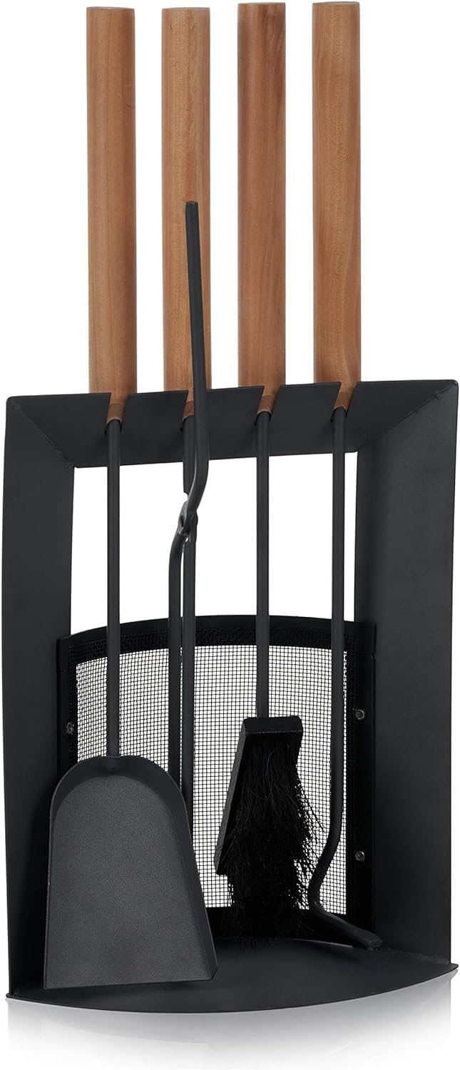 SULENO Kaminbesteck LIVERPOOL 5-teilig Kamingarnitur mit Ascheschaufel Besen Schürhaken, Kaminset &