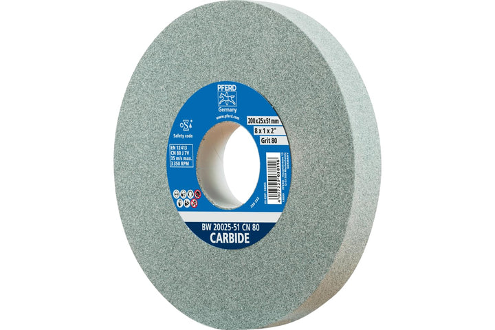 PFERD Schleifbockscheibe CARBIDE, 200x25x51mm, SiC 80, 39009727 – Weiche, aggressive Schleifscheibe