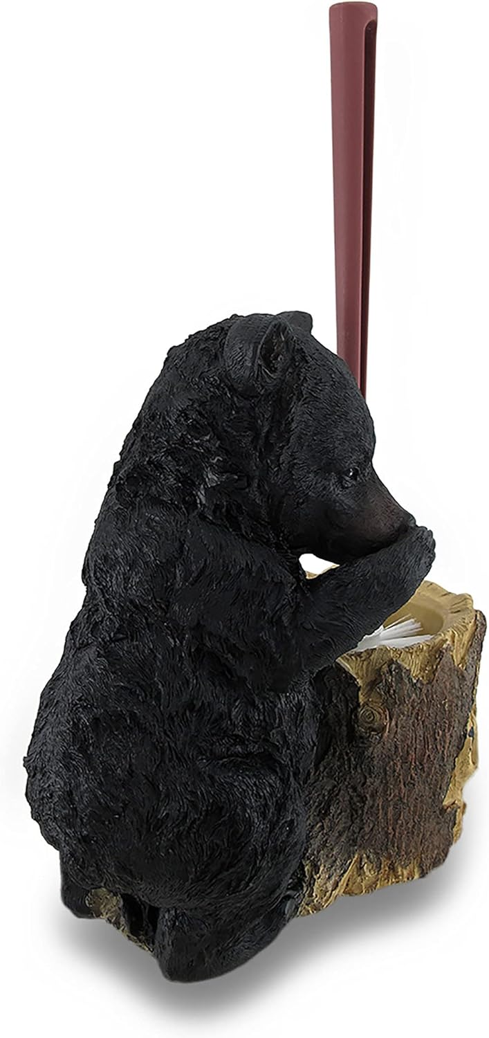 Zeckos Stinky Bear WC-Bürstenhalter, Kunstharz, Schwarz, Einheitsgrösse